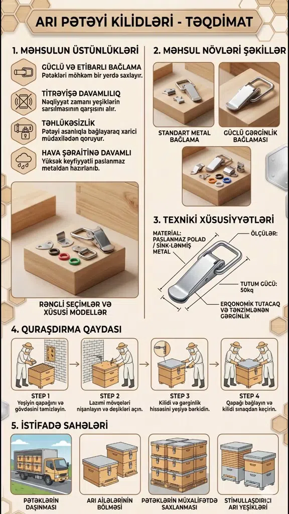 Arı pətəyi üçün metal kilid - Tenderyard