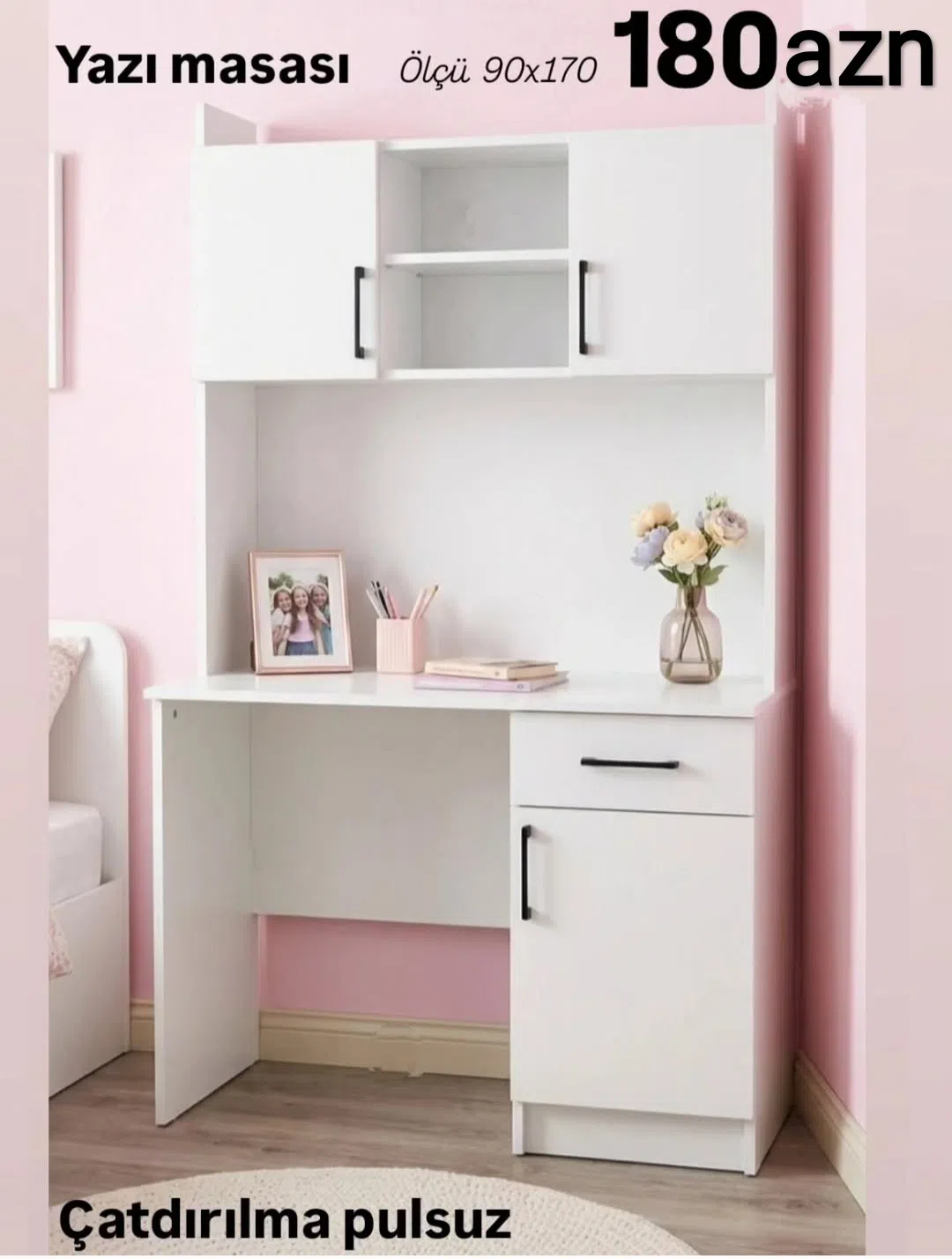Writing desk made to order, size 90x170 cm, color options available - Tenderyard