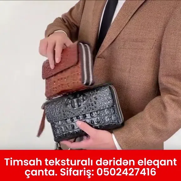 Timsah teksturalı kişi çantası - Tenderyard