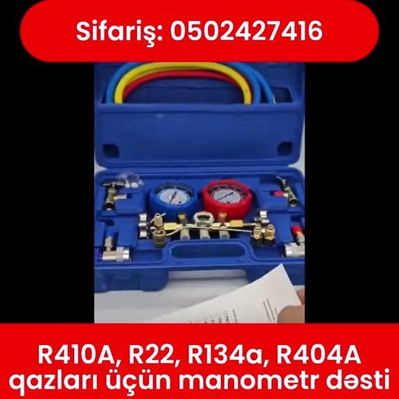 R410A / R22 / R134a / R404A qazları təzyiq ölçüm aləti - Tenderyard