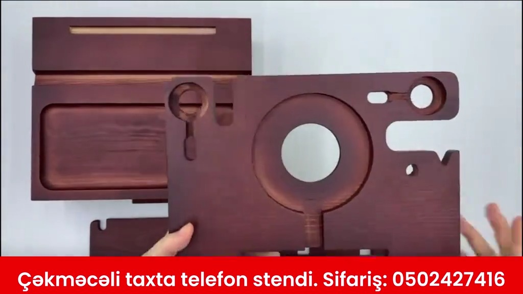 Çəkməcəli taxta telefon stendi - Tenderyard