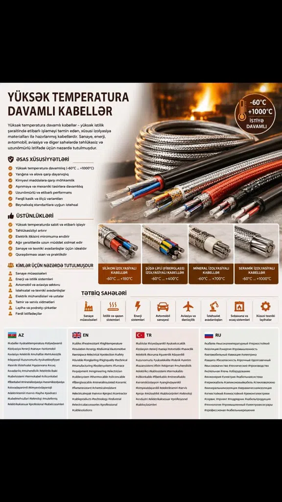 Yüksək temperatura davamlı elektrik kabelləri - Tenderyard