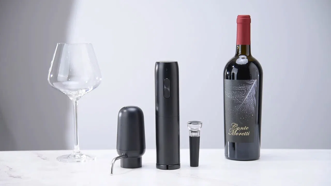 USB ilə şarj olunan elektrikli çaxır açan və süzmə dəsti - Tenderyard