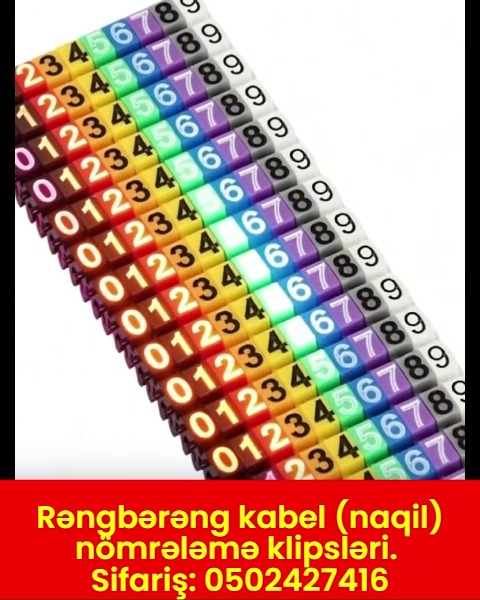 Rəngbərəng kabel (naqil) nömrələmə klipsləri - Tenderyard