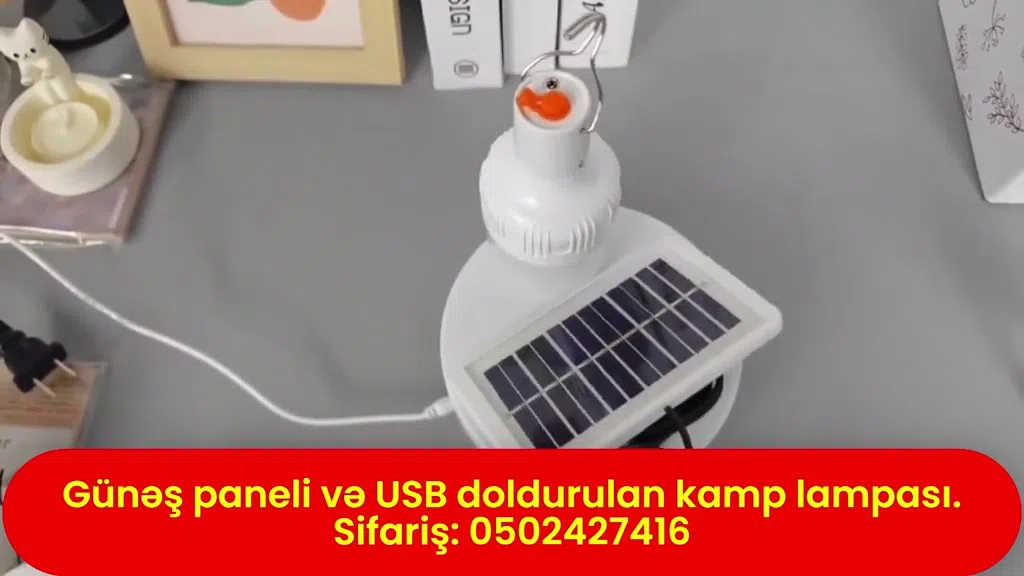 Günəş enerjili və USB ilə doldurulan kamp lampası - Tenderyard